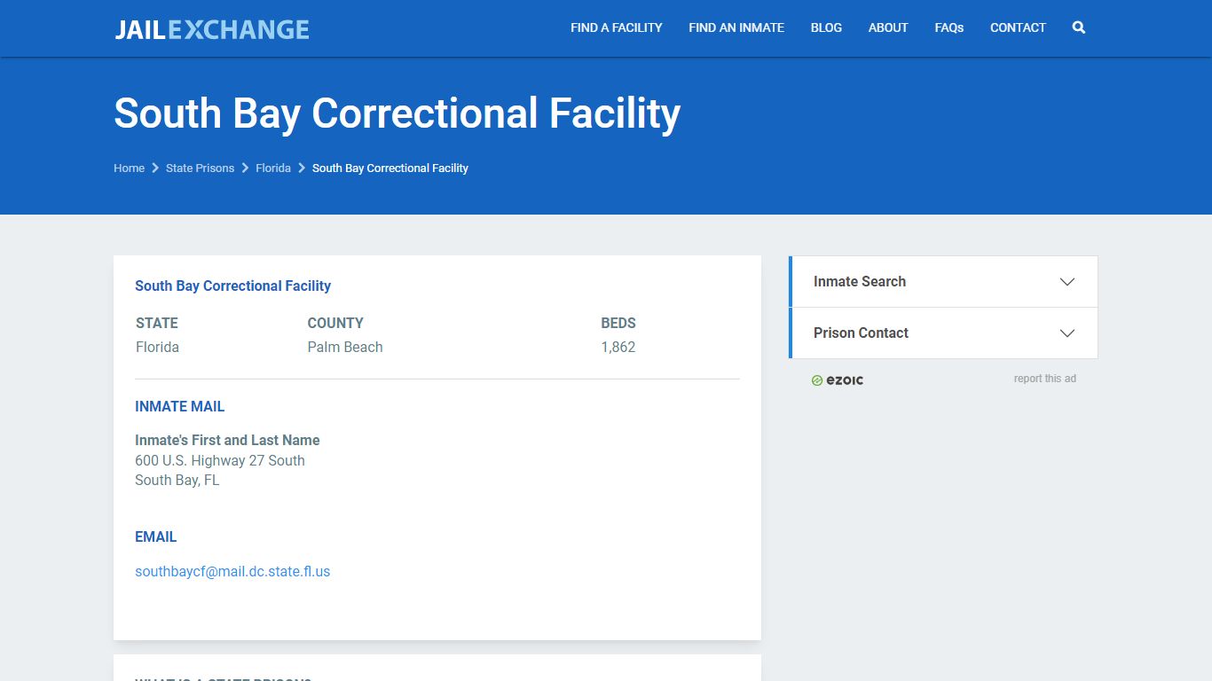 South Bay Correctional Facility Prisoner Search ...